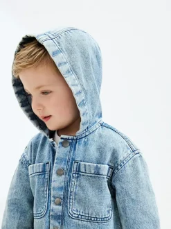 Next Denim Hooded Overshirt (3mths-7yrs) Mid Blue Discount