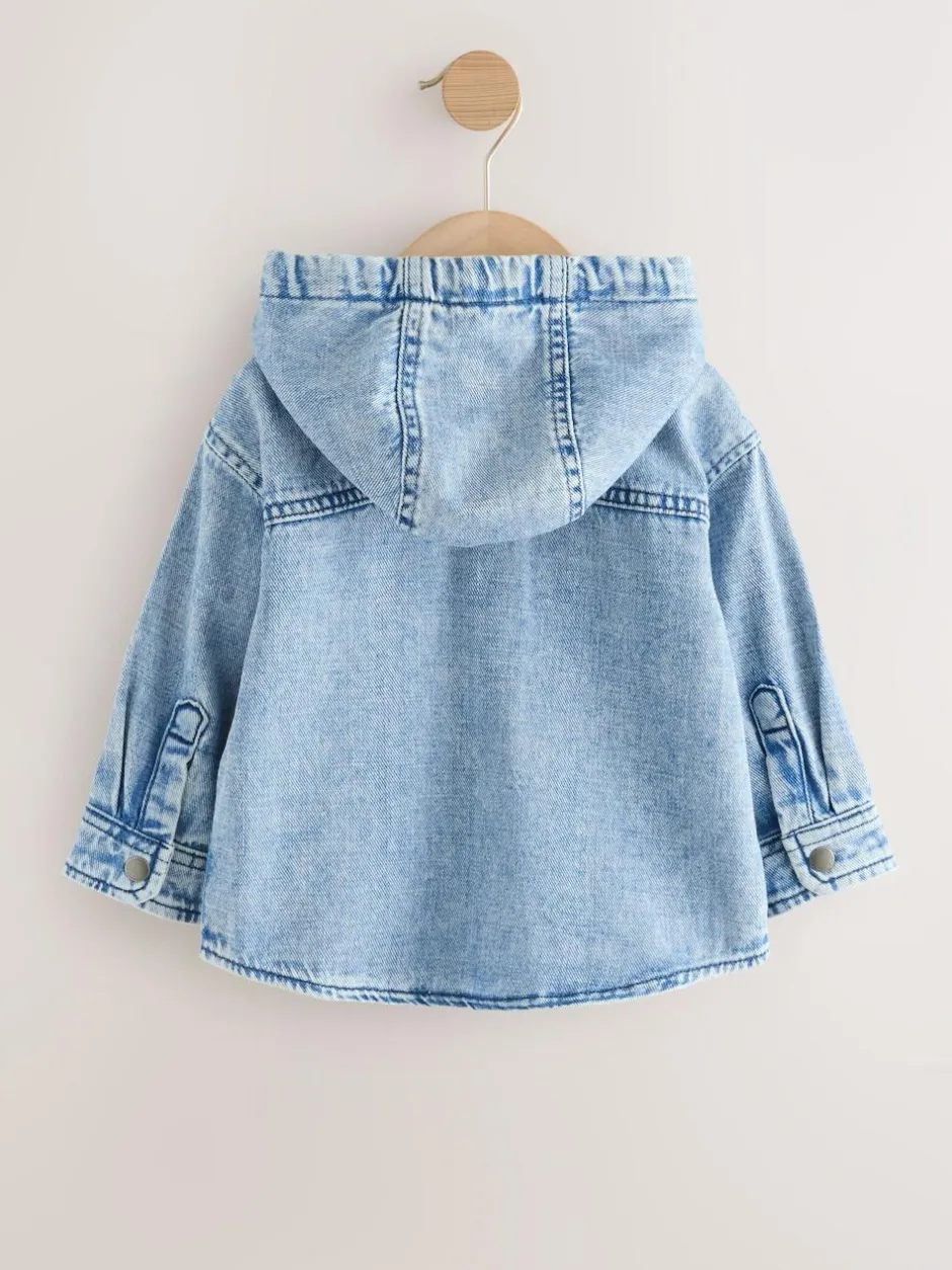 Next Denim Hooded Overshirt (3mths-7yrs) Mid Blue Discount