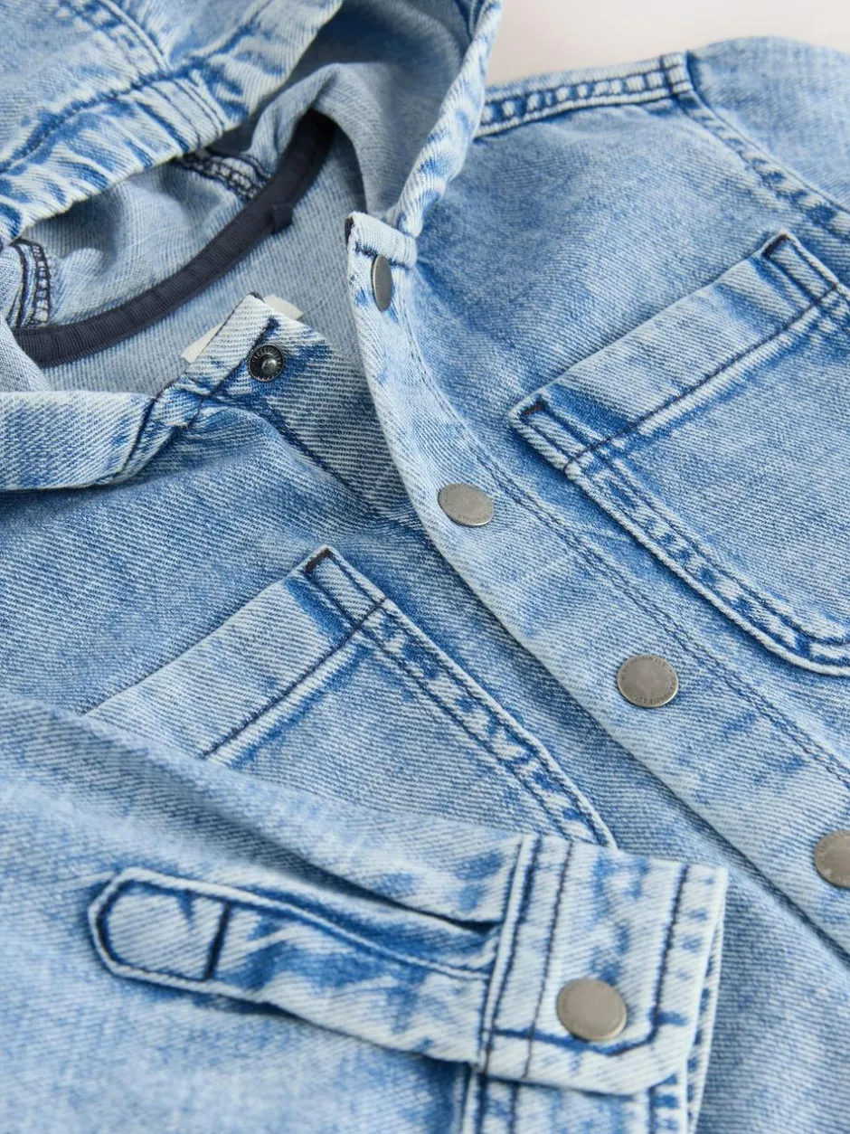 Next Denim Hooded Overshirt (3mths-7yrs) Mid Blue Discount
