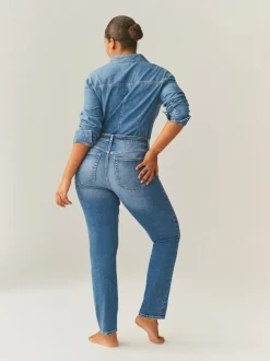 Next Mid Blue Denim Hourglass Mid Rise Stretch Slim Jeans Outlet