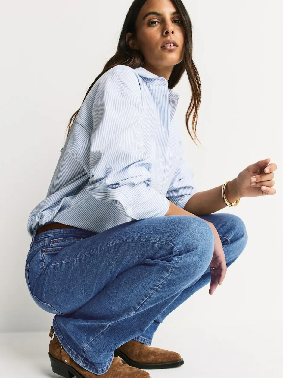 Next Mid Rise Stretch Bootcut Jeans Mid Blue Denim
