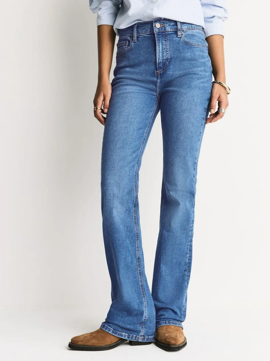 Next Mid Rise Stretch Bootcut Jeans Mid Blue Denim