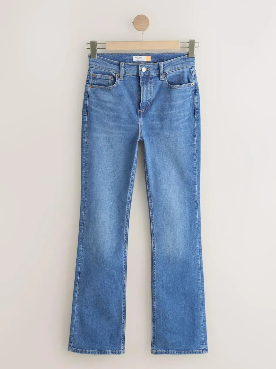 Next Mid Rise Stretch Bootcut Jeans Mid Blue Denim