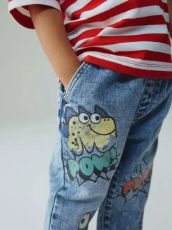 Next Mid Blue Denim Monster Graffiti Jeans (3mths-7yrs) Best