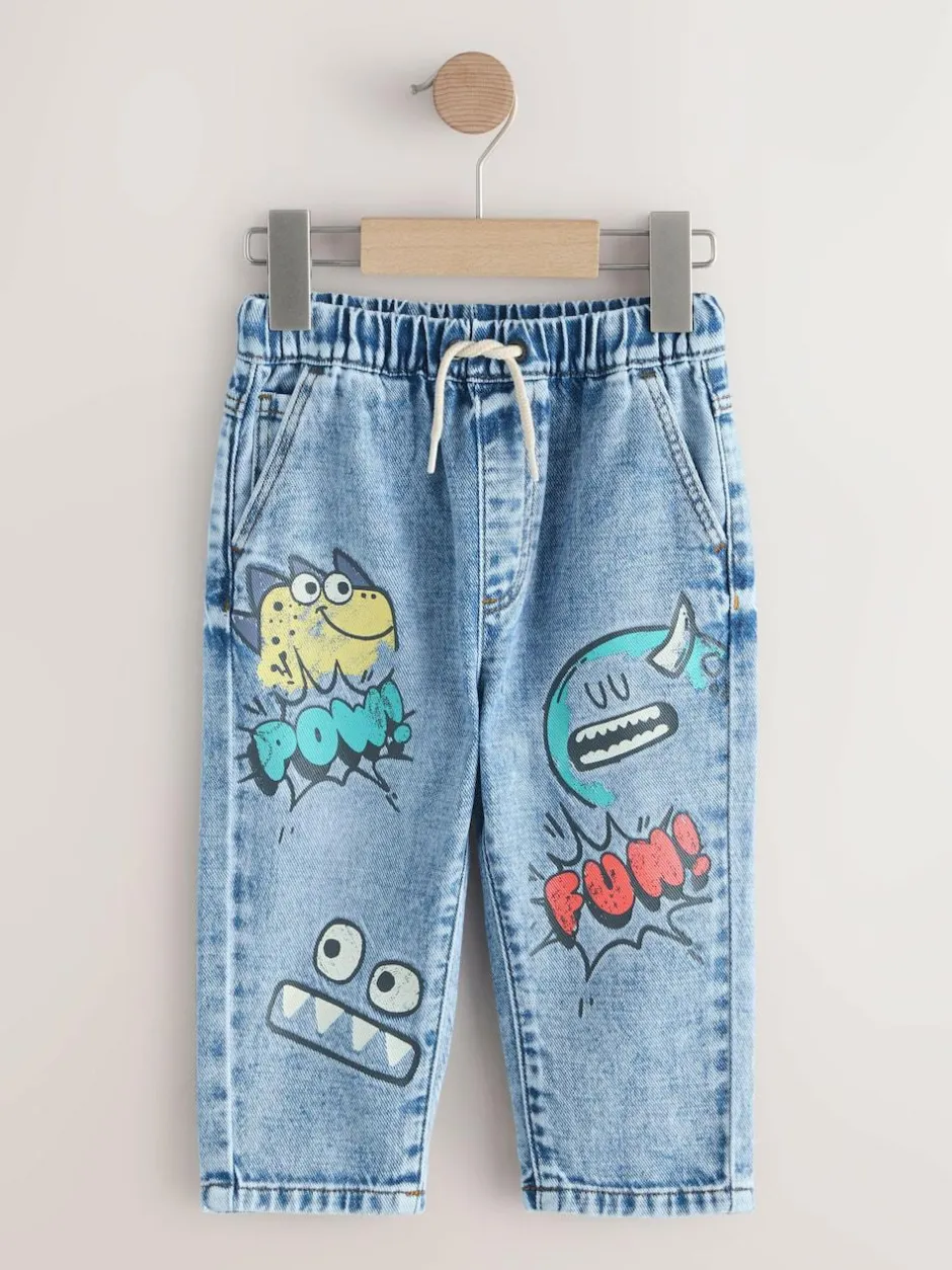Next Mid Blue Denim Monster Graffiti Jeans (3mths-7yrs) Best