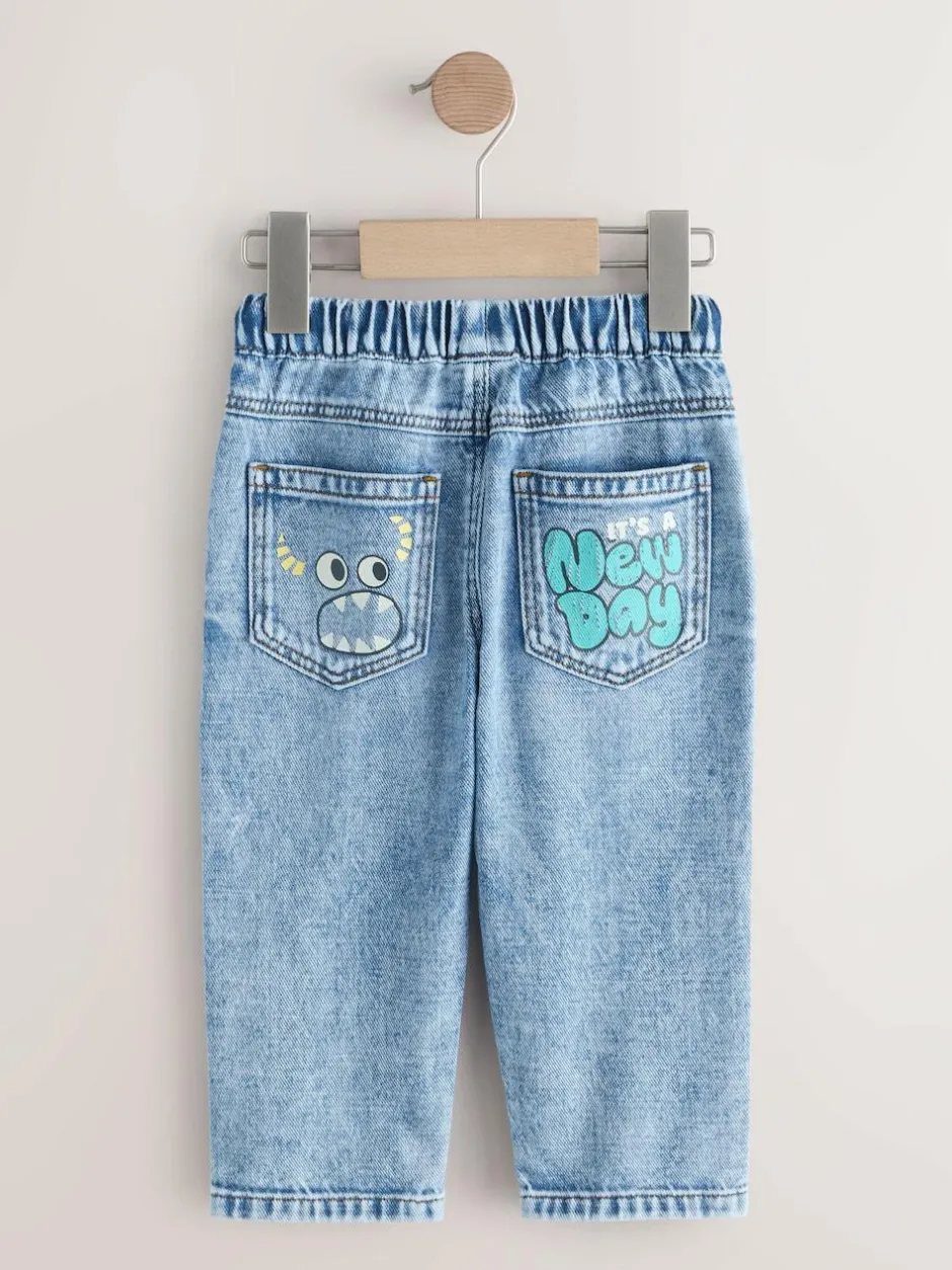 Next Mid Blue Denim Monster Graffiti Jeans (3mths-7yrs) Best