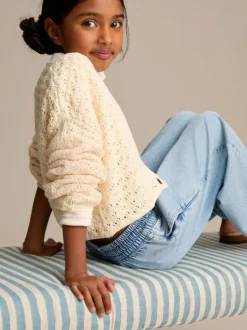 Next Mid Blue Denim Pull On Wide Leg Jeans (3-16yrs) Online