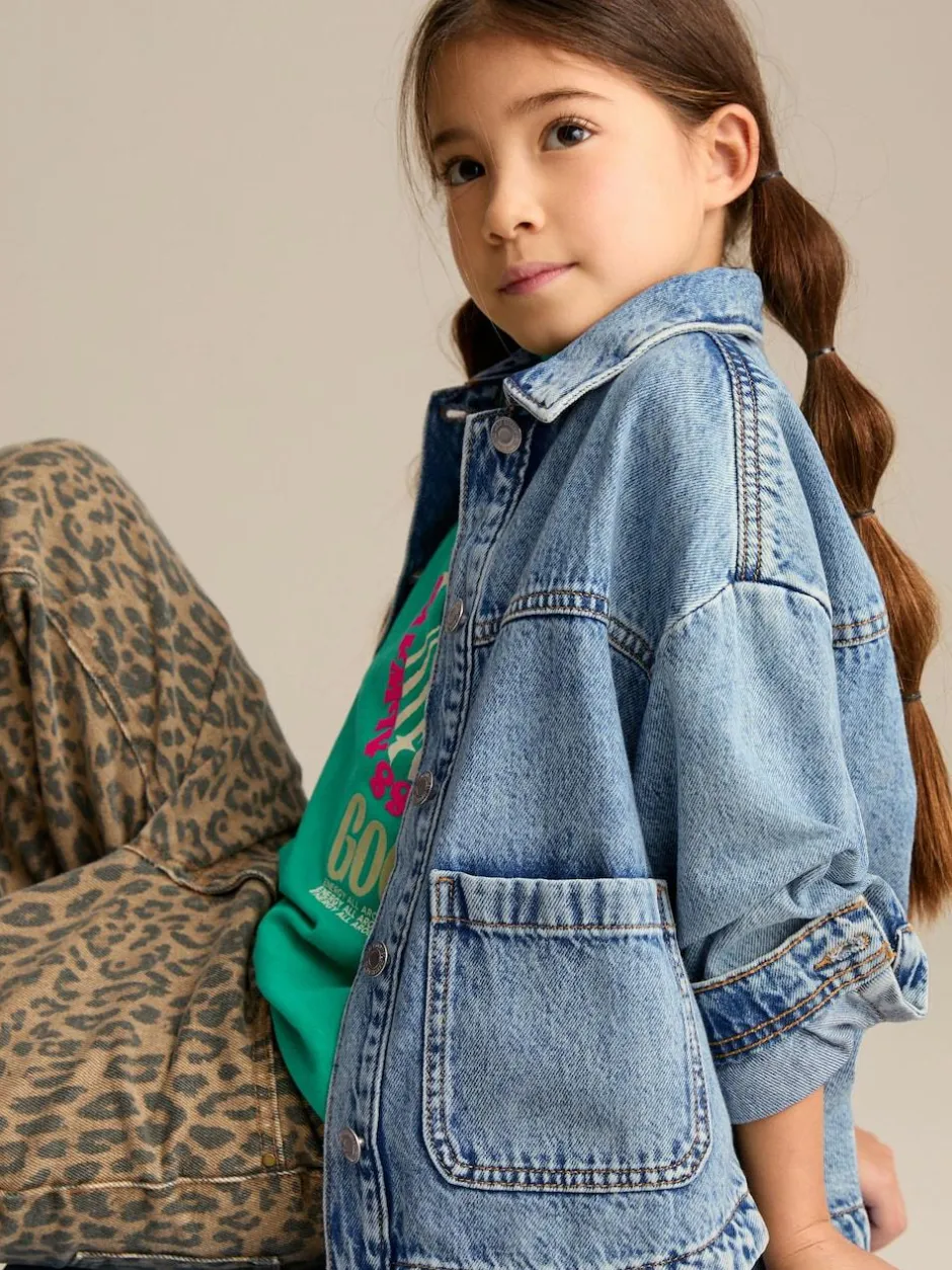 Next Mid Blue Denim Shacket (3-16yrs) Discount