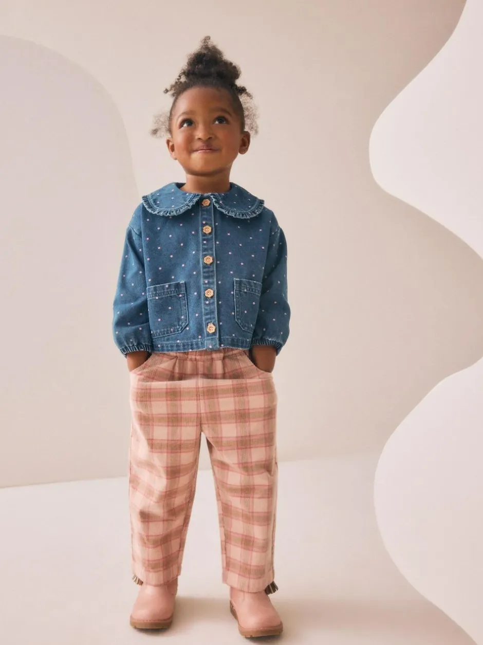 Next Mid Blue Denim Shirt and Check Trousers Set (3mths-7yrs)