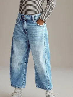 Next Mid Blue Denim Volume Barrel Jeans (3-16yrs) Clearance