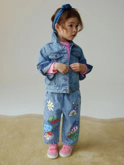 Next Mid Blue Doodle printed Jeans (3mths-7yrs) New