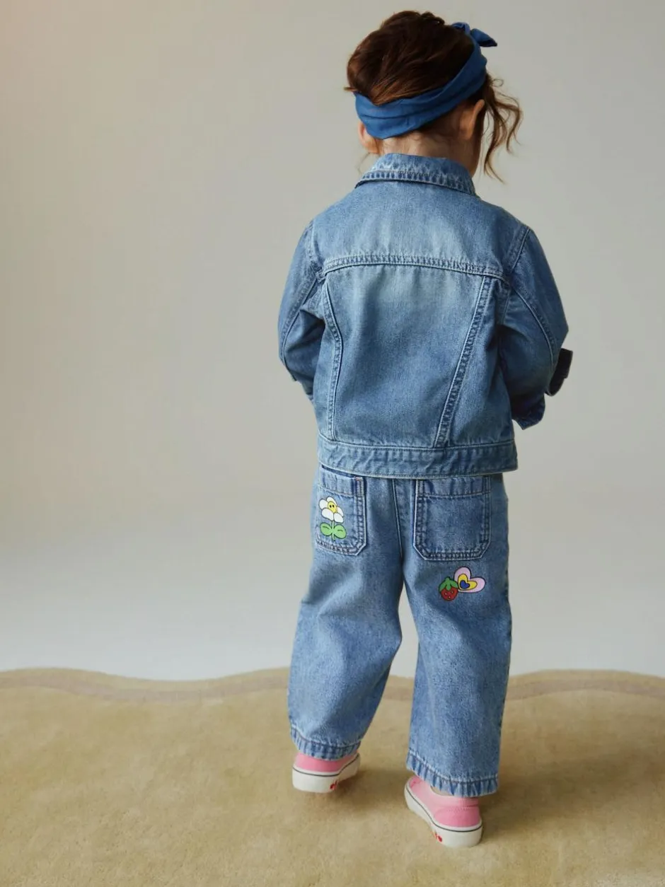 Next Mid Blue Doodle printed Jeans (3mths-7yrs) New