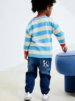Next Pull On Jeans (3mths-7yrs) Mid Blue Farm Character Sale