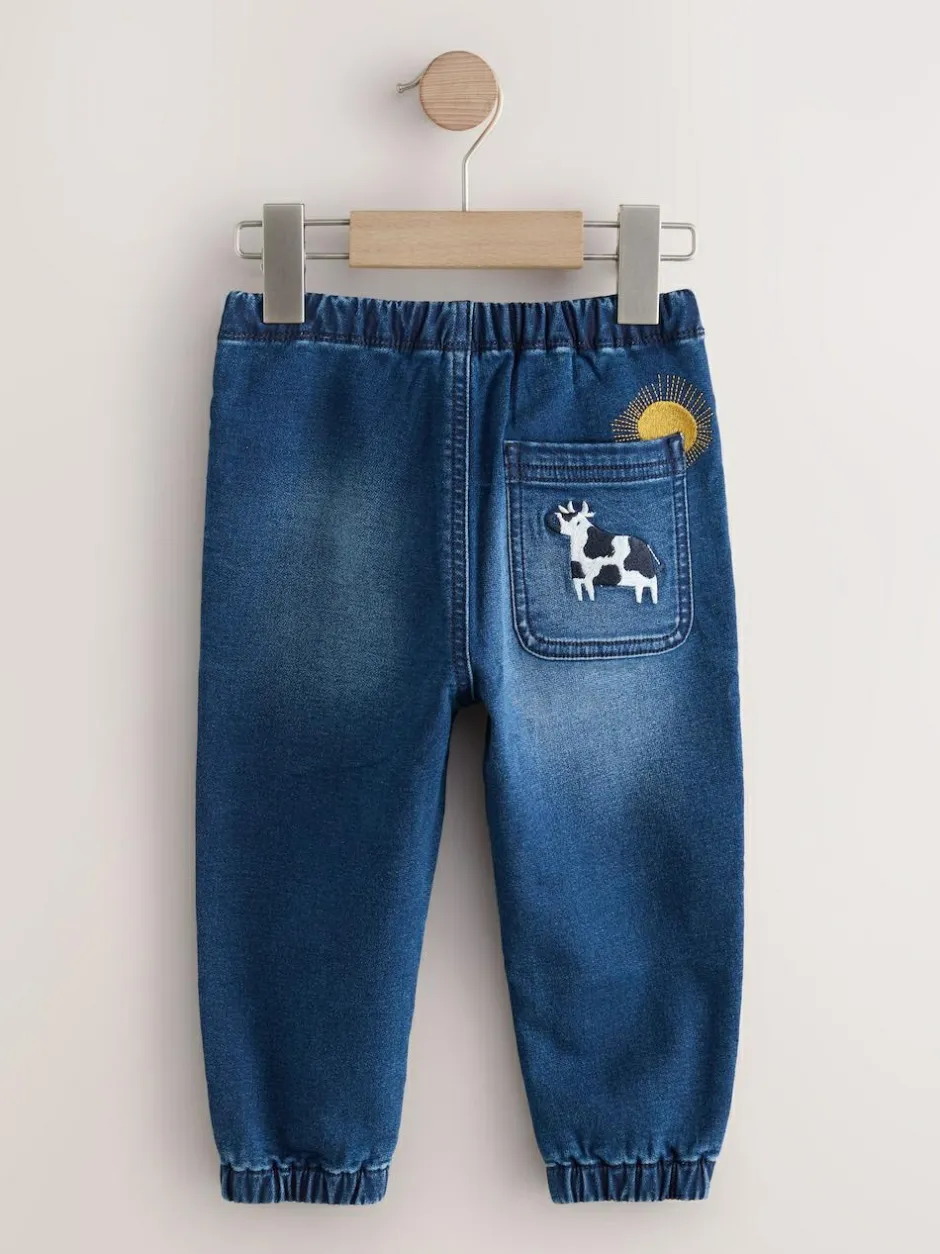 Next Pull On Jeans (3mths-7yrs) Mid Blue Farm Character Sale
