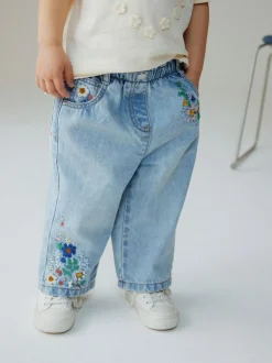 Next Mid Blue Floral Embroidered Jeans (3mths-7yrs) Outlet