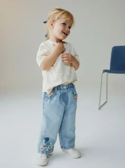 Next Mid Blue Floral Embroidered Jeans (3mths-7yrs) Outlet