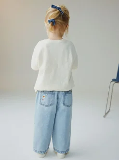 Next Mid Blue Floral Embroidered Jeans (3mths-7yrs) Outlet