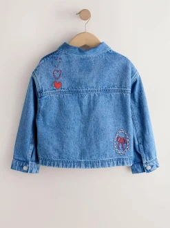Next Mid Blue Heart Embroidered Denim Shacket (3-16yrs) Hot