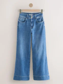 Next High Rise Stretch Wide Leg Hourglass Jeans Mid Blue Outlet