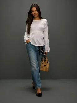 Next Mid Rise Ankle Straight Leg Jeans With Scarf Mid Blue Polka Dot Clearance