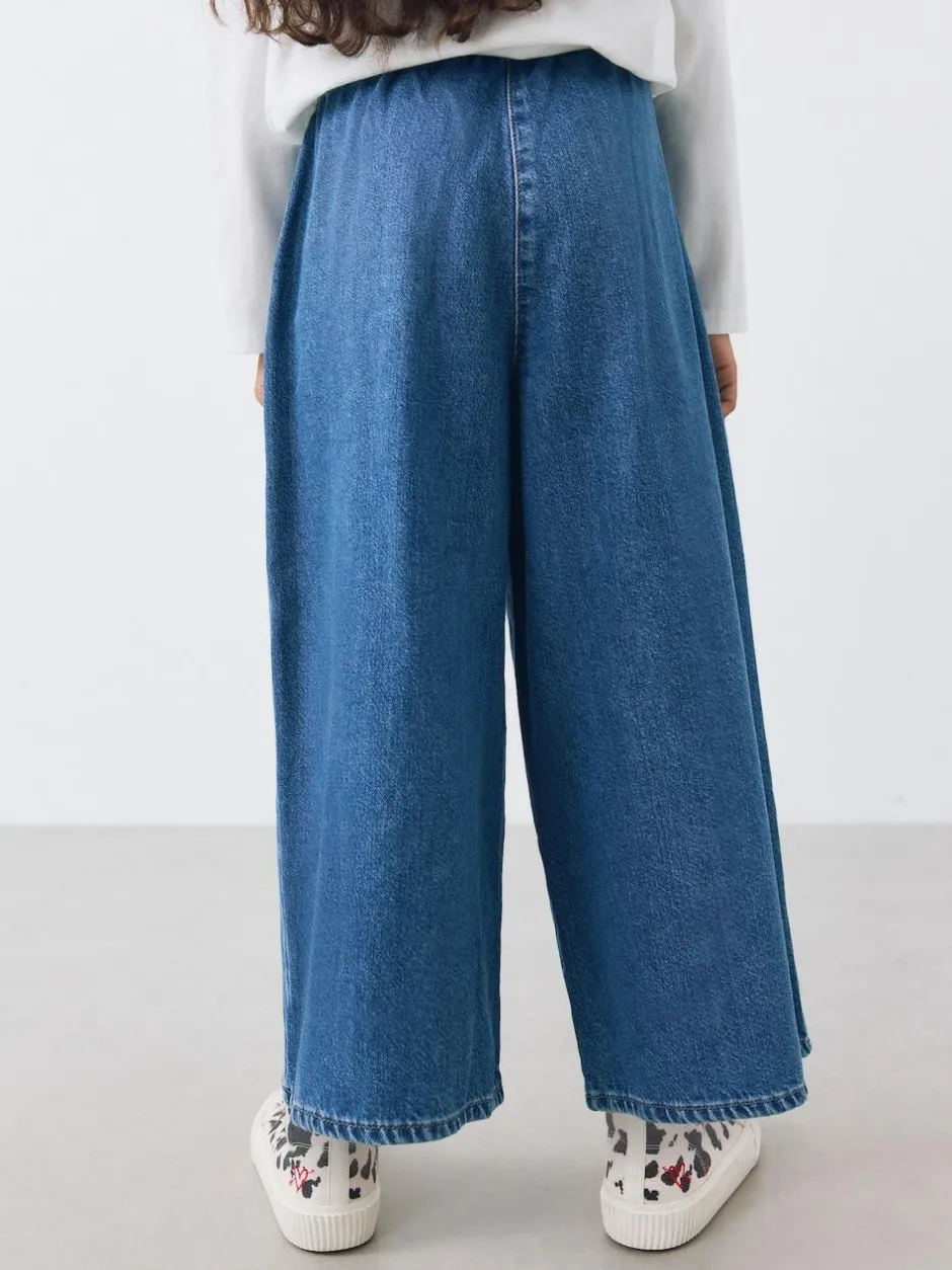 Next Pull On Wide Leg Jeans (6-16yrs) Mid Blue Best