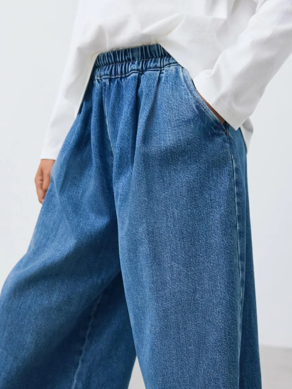 Next Pull On Wide Leg Jeans (6-16yrs) Mid Blue Best