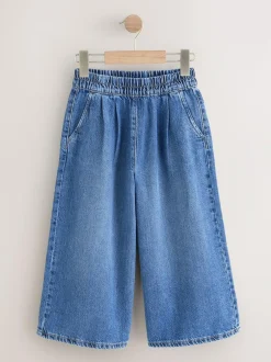 Next Pull On Wide Leg Jeans (6-16yrs) Mid Blue Best
