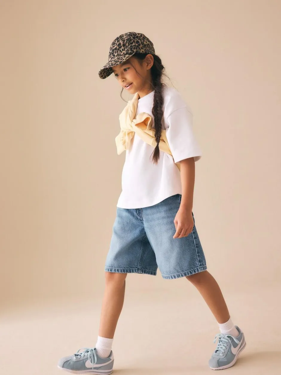 Next Regular Length Relaxed Denim Shorts (3-16yrs) Mid Blue Clearance
