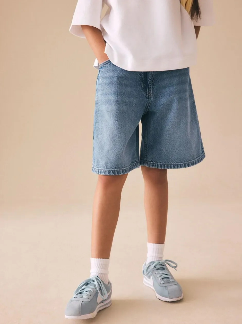 Next Regular Length Relaxed Denim Shorts (3-16yrs) Mid Blue Clearance