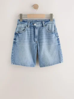 Next Regular Length Relaxed Denim Shorts (3-16yrs) Mid Blue Clearance