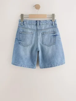 Next Regular Length Relaxed Denim Shorts (3-16yrs) Mid Blue Clearance