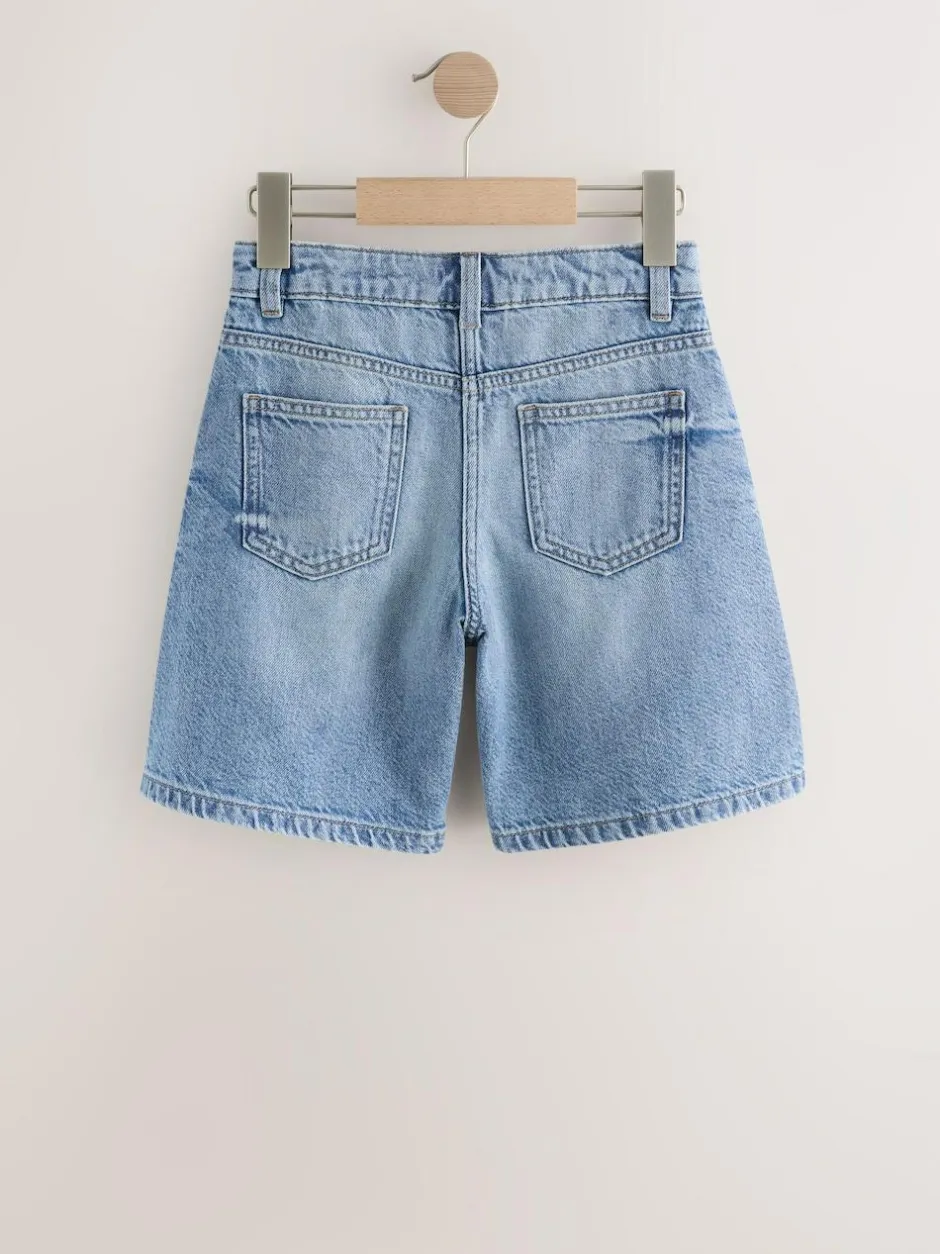 Next Regular Length Relaxed Denim Shorts (3-16yrs) Mid Blue Clearance