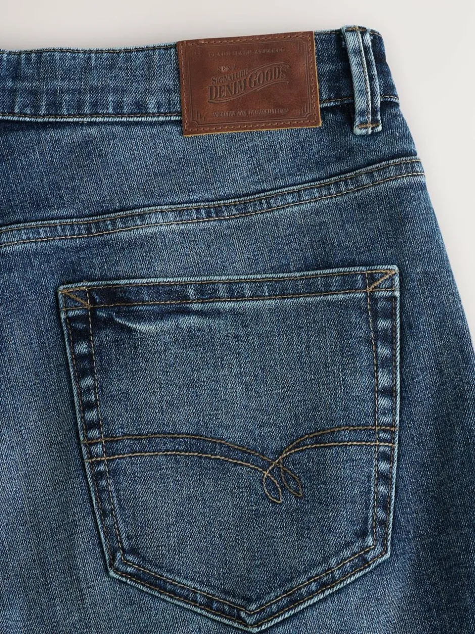 Next Slim Fit Signature Selvedge Denim Jeans Mid Blue Discount
