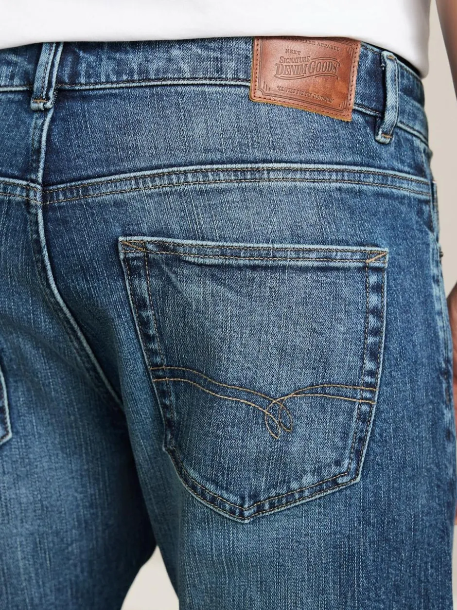 Next Slim Fit Signature Selvedge Denim Jeans Mid Blue Discount