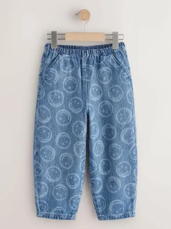 Next Mid Blue SmileyWorld® Pullon Barrel Jeans (3-16yrs)