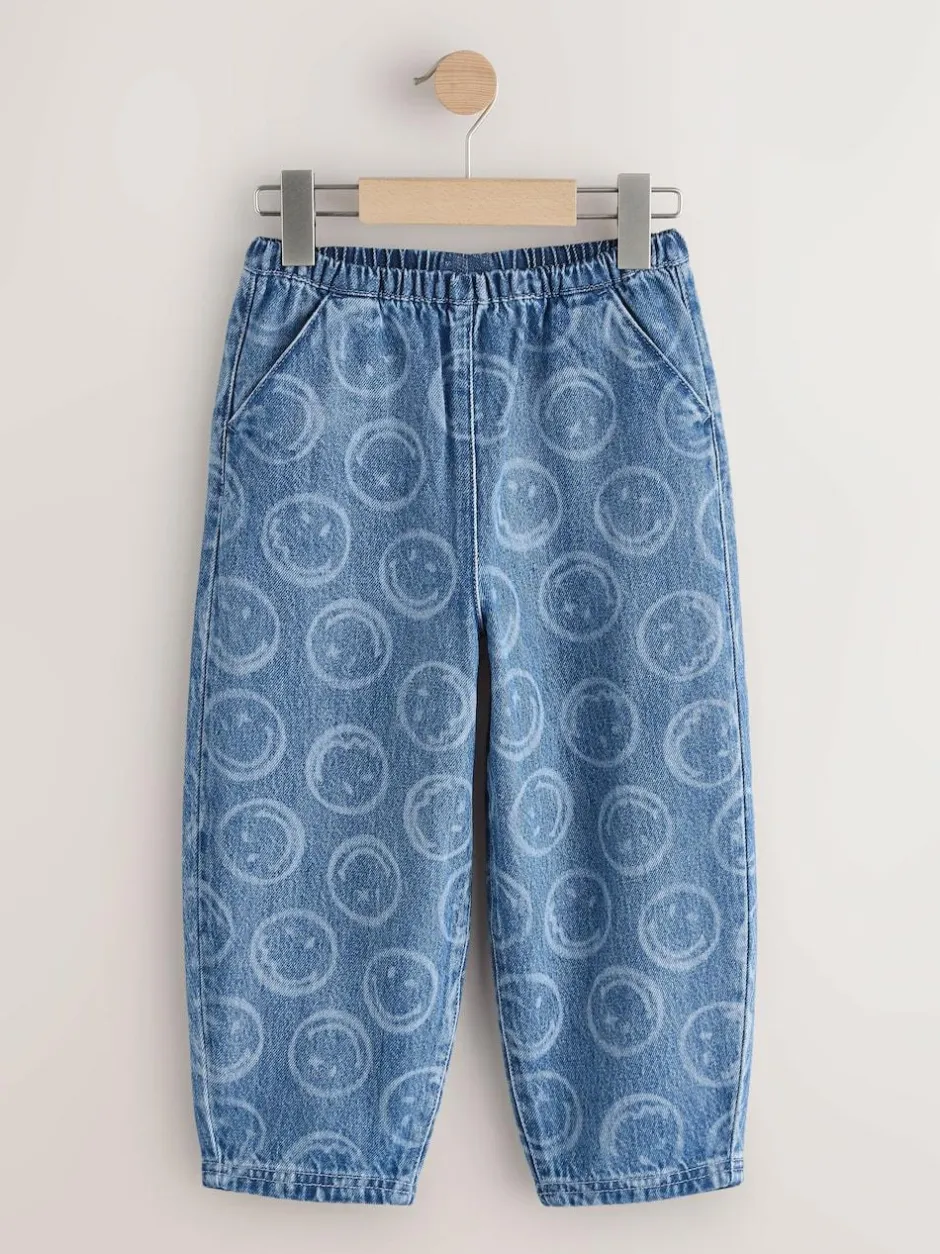 Next Mid Blue SmileyWorld® Pullon Barrel Jeans (3-16yrs)