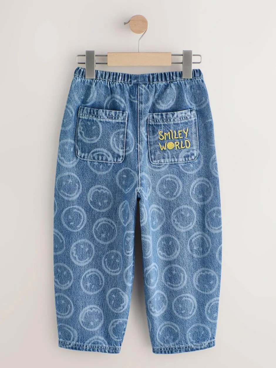 Next Mid Blue SmileyWorld® Pullon Barrel Jeans (3-16yrs)