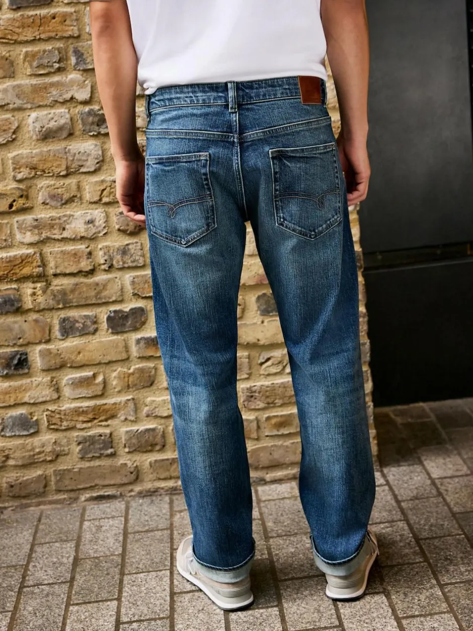 Next Straight Fit Signature Selvedge Denim Jeans Mid Blue