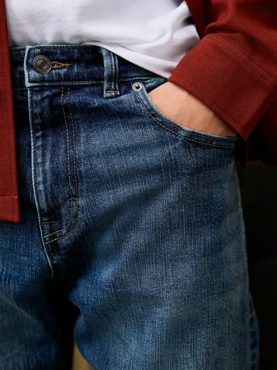 Next Straight Fit Signature Selvedge Denim Jeans Mid Blue