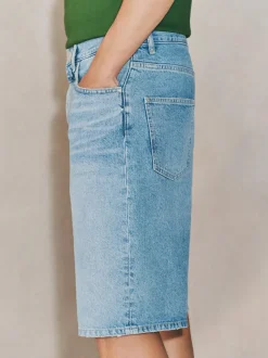 Next Edit Jort Denim Shorts Mid Blue Wash Outlet