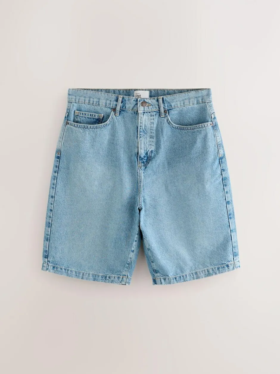 Next Edit Jort Denim Shorts Mid Blue Wash Outlet