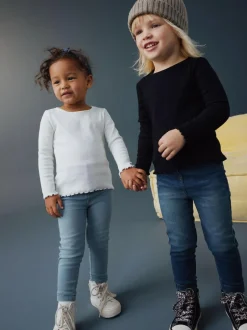 Next Mid Blue/Light Blue Denim 2 Pack Elasticated Waist Jeggings (3mths-7yrs) Online