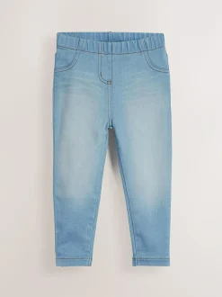 Next Mid Blue/Light Blue Denim 2 Pack Elasticated Waist Jeggings (3mths-7yrs) Online