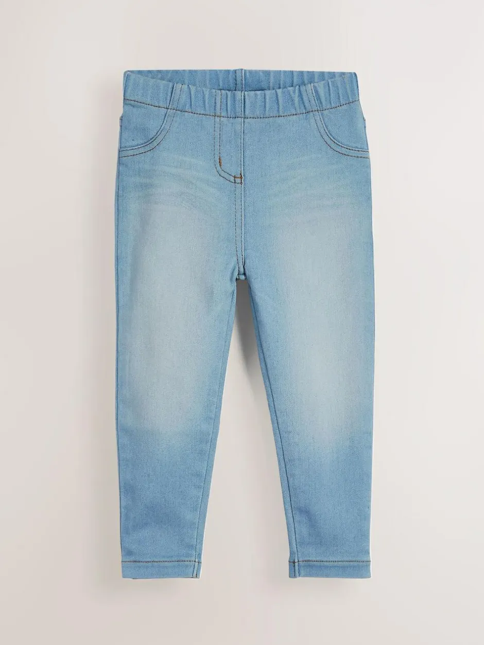 Next Mid Blue/Light Blue Denim 2 Pack Elasticated Waist Jeggings (3mths-7yrs) Online