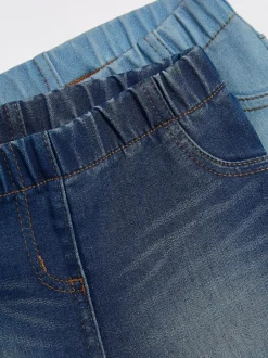 Next Mid Blue/Light Blue Denim 2 Pack Elasticated Waist Jeggings (3mths-7yrs) Online