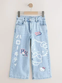 Next Mid Wash Hello Kitty Wide Leg Jeans (3-16yrs) Outlet