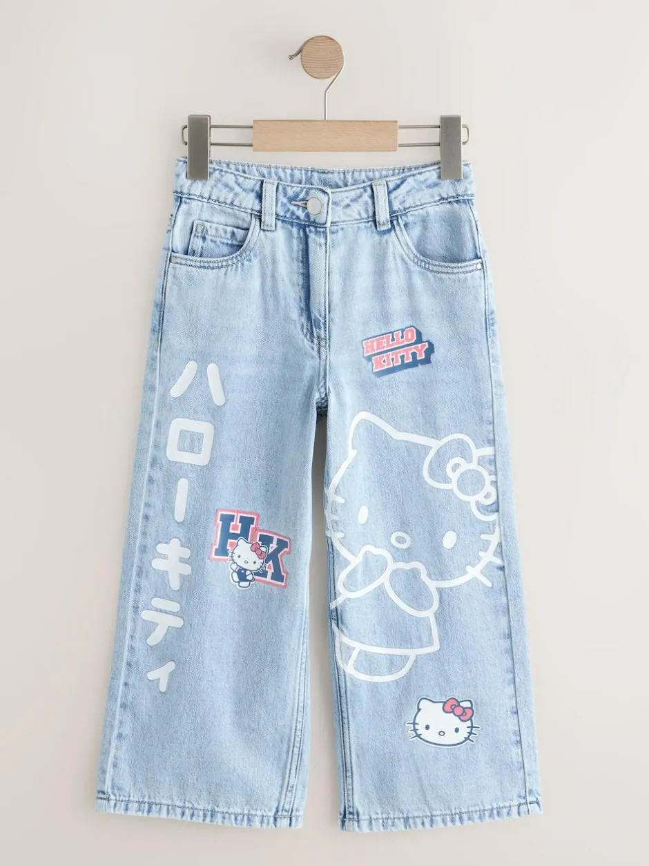 Next Mid Wash Hello Kitty Wide Leg Jeans (3-16yrs) Outlet