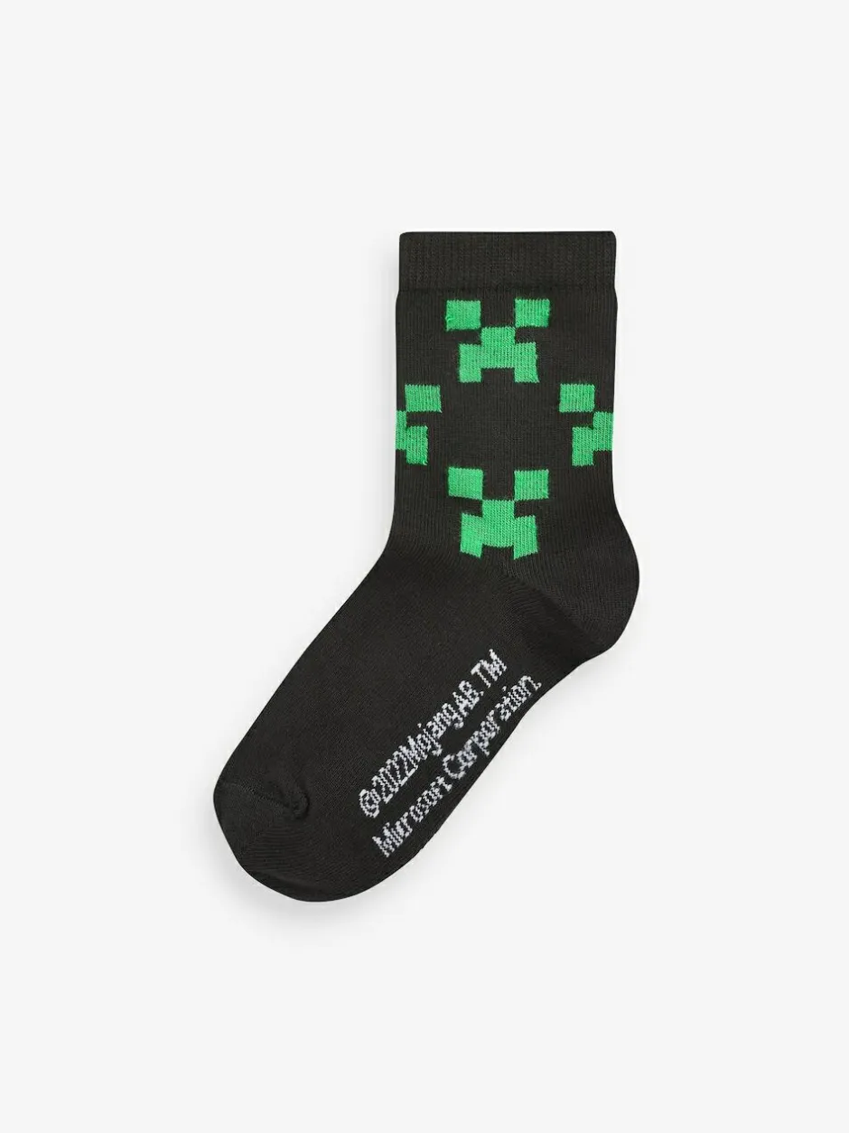 Next Character Cotton Rich Socks 5 Pack Minecraft Creeper Hot