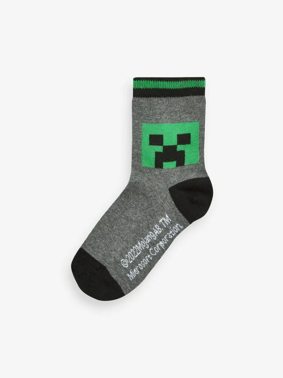 Next Character Cotton Rich Socks 5 Pack Minecraft Creeper Hot