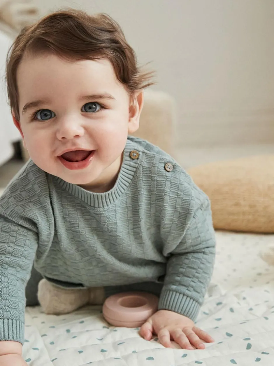 Next Baby Textured Knitted 100% Cotton Jumper and Leggings Set (0mths-3yrs) Mineral Online